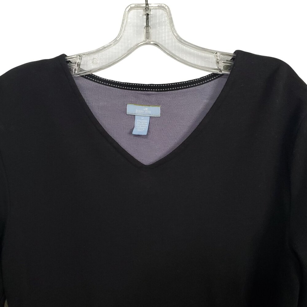 Horny Toad Women M Dress V Neck 3/4 Sleeve Stretch Knit Sweaterdress Minimalist - Picture 4 of 12